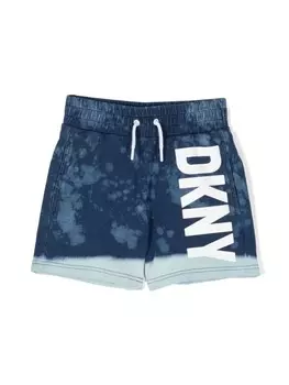 Dkny Kids шорты с принтом тай-дай и логотипом, синий