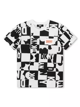 DKNY клетчатая футболка с логотипом, белый