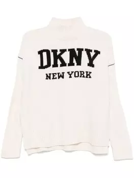 DKNY логотип-интарсия свитер, белый