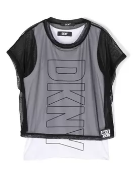DKNY сетчатый топ с логотипом, черный