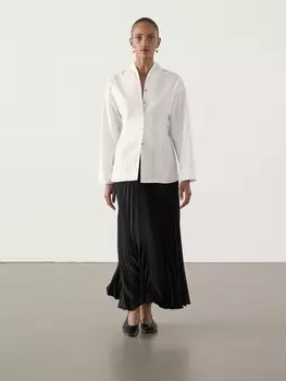 Длинная хлопковая рубашка с пуговицами из стразов Massimo Dutti, бежевый