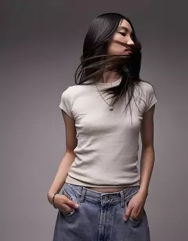 Длинная повседневная футболка Topshop – Stone