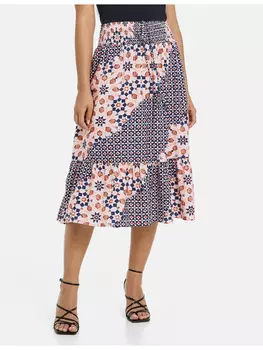 Длинная юбка Gerry Weber, цвет ecru/weiss/blau druck