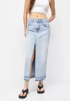 Длинная юбка PULL&BEAR, синий