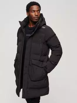 Длинная ватная куртка с капюшоном Superdry, черный