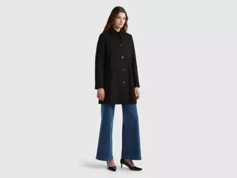 Длинное пальто United Colors of Benetton, черный