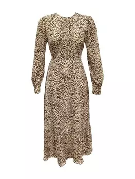 Длинное платье GINI LONDON Maxi Gini Animal Print Long Sleeve Midaxi, бежевый