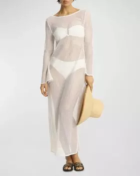 Длинное платье из сетки Surf Sea Level Swim, цвет White