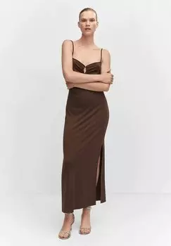 Длинное платье Mango, коричневый