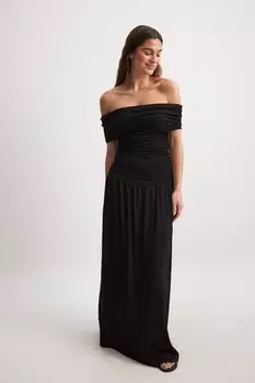 Длинное платье Off Shoulder Hip Detail Midi Dress NA-KD, черное