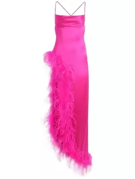 Длинное платье Priscilla с перьями Retrofete, розовый