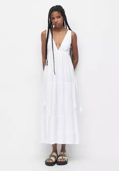 Длинное платье PULL&BEAR, белый