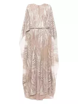Длинное платье с вышивкой Elie Saab, серый