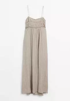 Длинное платье Straps Embossed Massimo Dutti, бежевое