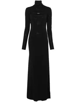 Длинное платье Versace Jeans Couture, украшенное стразами, черный
