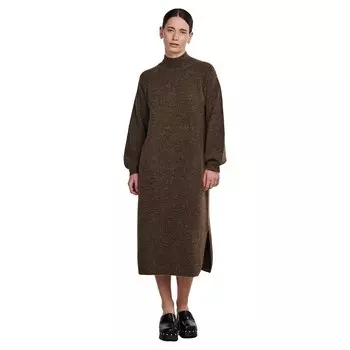 Длинное платье Yas Balis Long Sleeve, коричневый