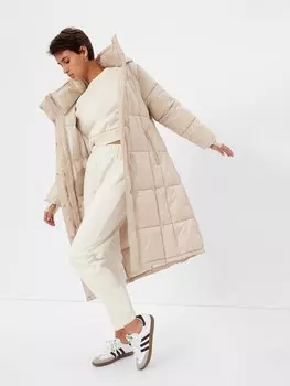 Длинное стеганое пальто Gap, бежевый