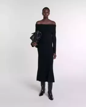 Длинное вязаное платье Maje, черный