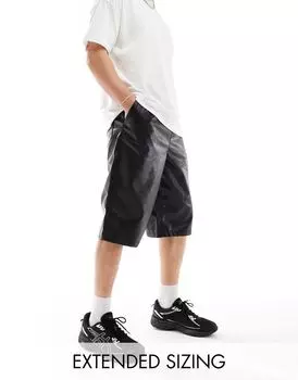 Длинные черные кожаные шорты ASOS DESIGN