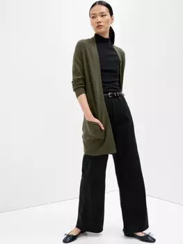 Длинный кардиган Gap, зеленый