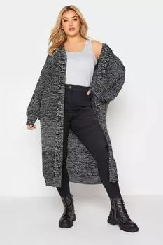 Длинный кардиган с капюшоном Yours, черный