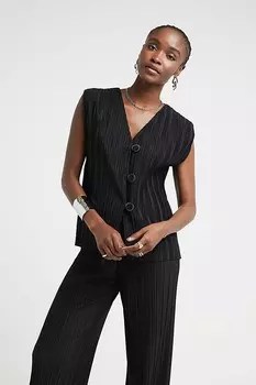 Длинный плиссированный жилет River Island, черный