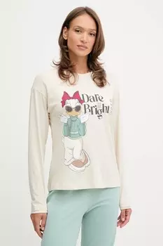 Длинный рукав пижамный United Colors Of Benetton, бежевый