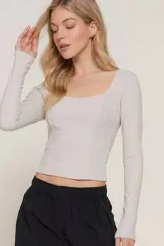 Длинный топ с отделкой в виде сердечка и вырезом горловины FASHNZFAB, серебряный