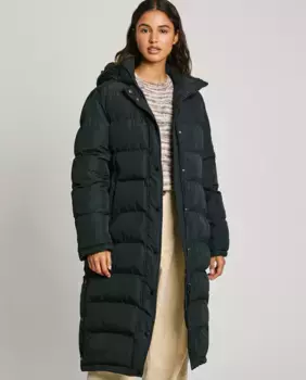 Длинный женский пуховик со съемным капюшоном Pepe Jeans, черный