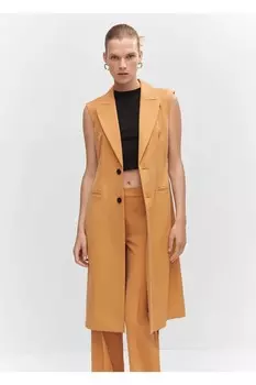 Длинный жилет с завязкой Mango, желтый