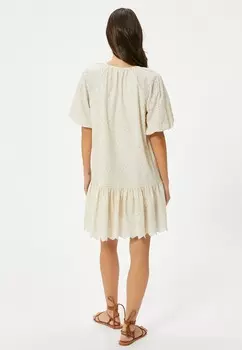 Дневное платье BOHEMIAN MINI PUFF SLEEVE TASSEL DETAIL Koton, бежевый