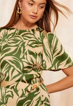 Дневное платье FLUTTER SLEEVE PRINTED MIDI SUMMER REGULAR FIT Friends Like These, зеленый