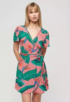 Дневное платье PRINTED MINI WRAP Superdry, розовый