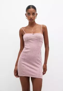 Дневное платье SHORT CHECK PULL&BEAR, светло-розовый