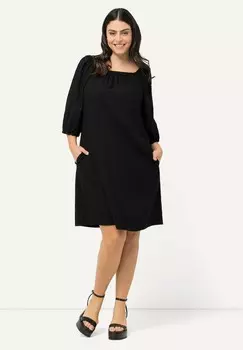 Дневное платье TIE BACK 3/4 SLEEVE MIDI Ulla Popken, черный