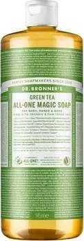 Доктор Bronner's, Жидкое кастильское мыло 18в1, зеленый чай, 945 мл, Dr. Bronner's