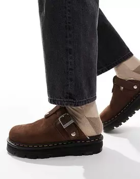 Доктор Коричневые замшевые мюли Martens Zeb Zag