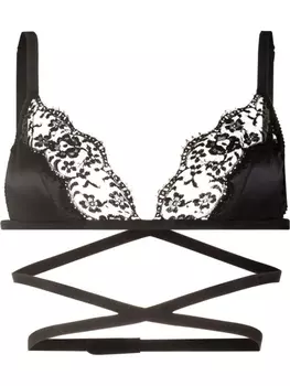 Dolce & Gabbana атласный бюстгальтер с кружевом, черный