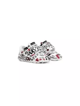 Dolce & Gabbana Kids высокие кеды с принтом, белый