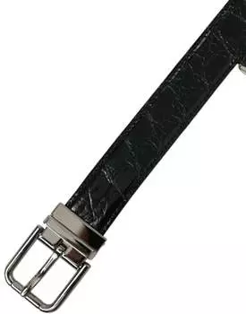Dolce & Gabbana Мужской кожаный ремень с металлической пряжкой, черный