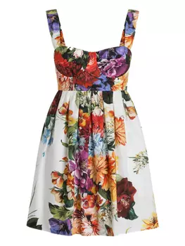 Dolce & Gabbana платье мини с цветочным принтом, белый
