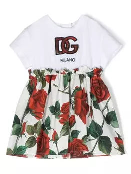 Dolce & Gabbana расклешенное платье с принтом, белый