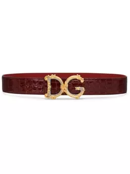 Dolce & Gabbana ремень с тиснением под кожу крокодила, коричневый