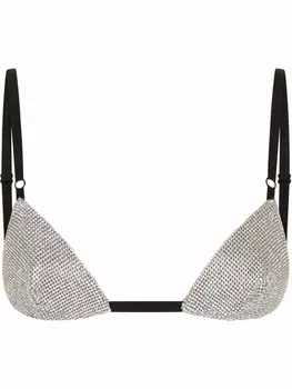 Dolce & Gabbana сетчатый бюстгальтер с треугольными чашками и кристаллами, серый