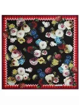 Dolce & Gabbana шелковый платок с цветочным принтом, черный