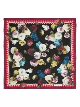 Dolce & Gabbana шелковый платок с цветочным принтом, черный