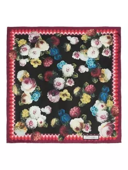 Dolce & Gabbana шелковый платок с цветочным принтом, черный