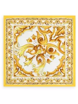 Dolce & Gabbana шелковый платок с принтом Majolica, желтый