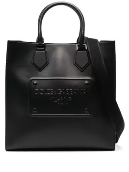 Dolce & Gabbana сумка-тоут с тисненым логотипом, черный