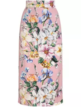 Dolce & Gabbana юбка миди с цветочным принтом, розовый